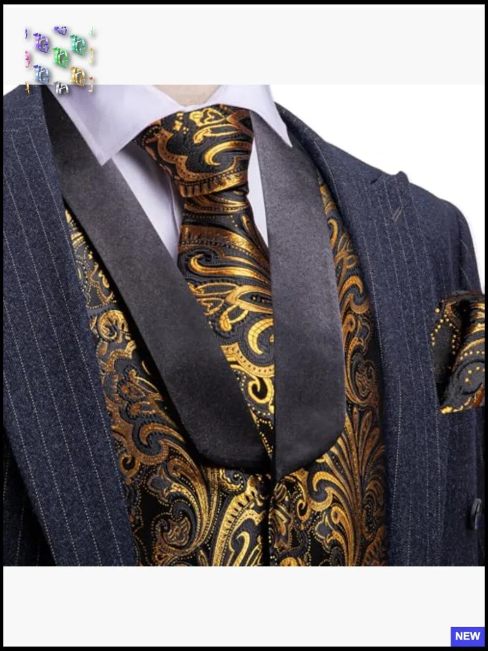 Silk Lapel Vest Set Formal Casual Paisley Tuxedo Waistcoat Tie Cufflinks